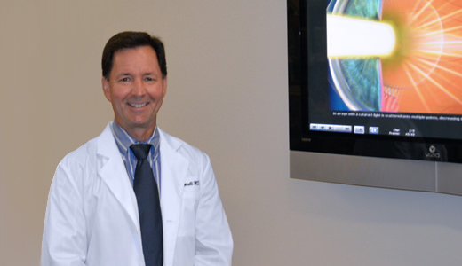 Dr. Volpicelli giving a presentation on cataract surgery to patients
